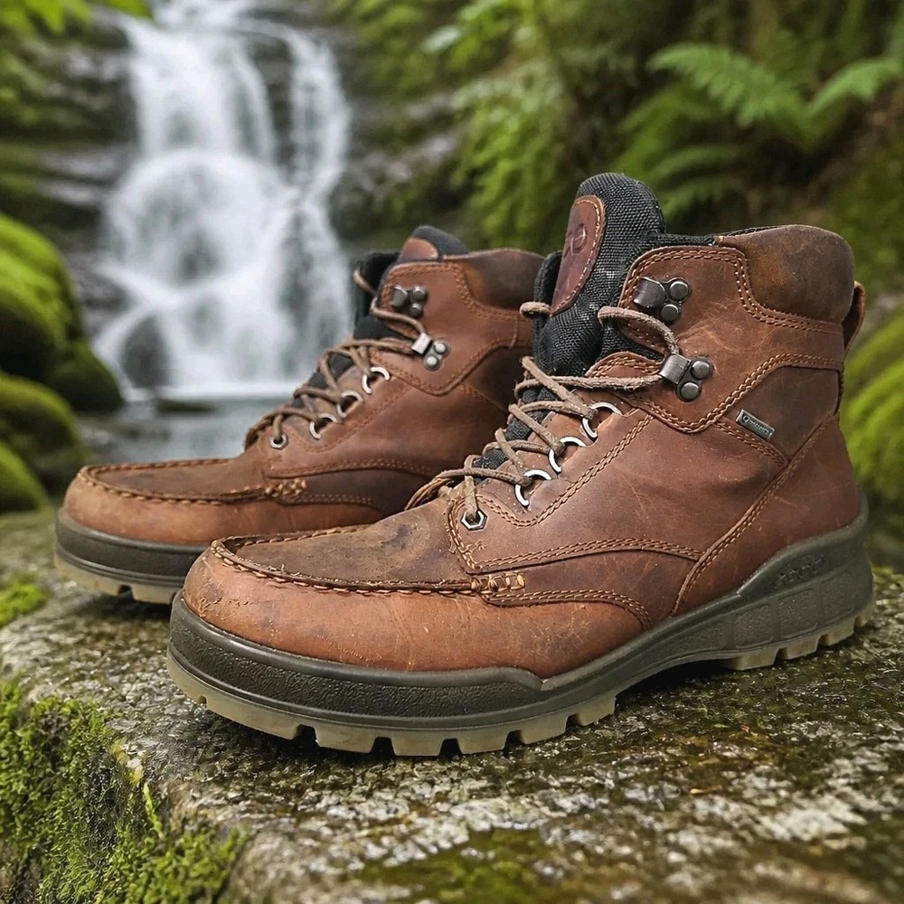 Ecco Track II Boots Moc Toe Waterproof Size 46/ US 12-12.5 Bison Brown Leather